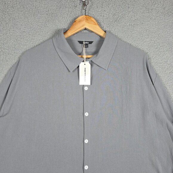Duku Shirt Mens Size 3XL Gray Textured Linen Blend Button Down Regular Fit NWT - Picture 2 of 14
